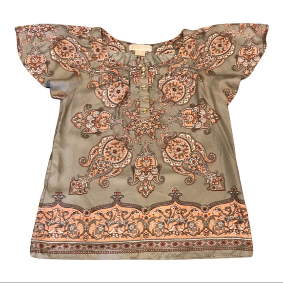 Michael Kors, Silk, flutter sleeve, paisley top - Picture 7 of 9